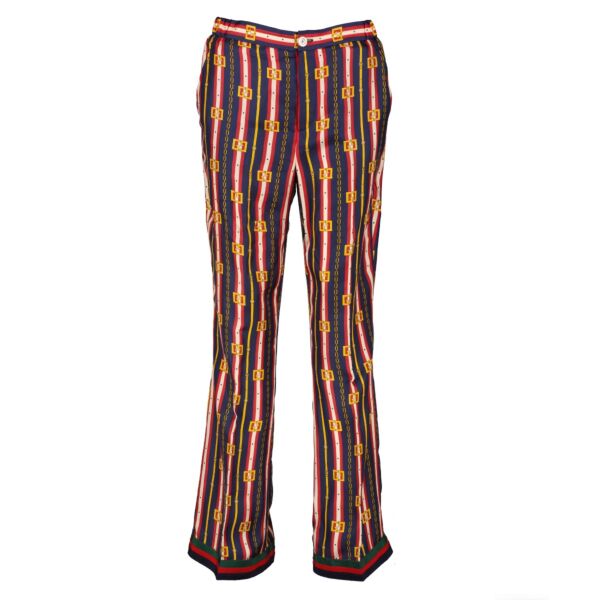 Gucci Square G Chain Print Silk Shirt/Trousers Set