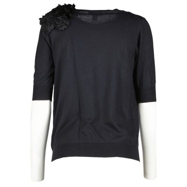 Louis Vuitton Black Flower Appliqué Top - Size S