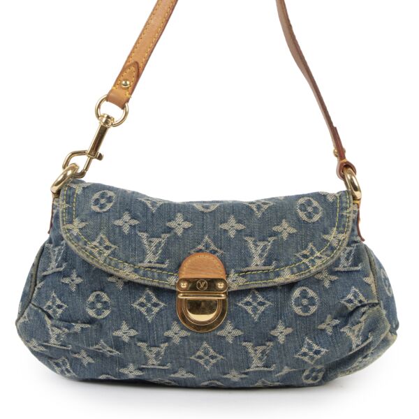 koop veilig online tegen de beste prijs Louis Vuitton Pleaty Blue Denim Baguette