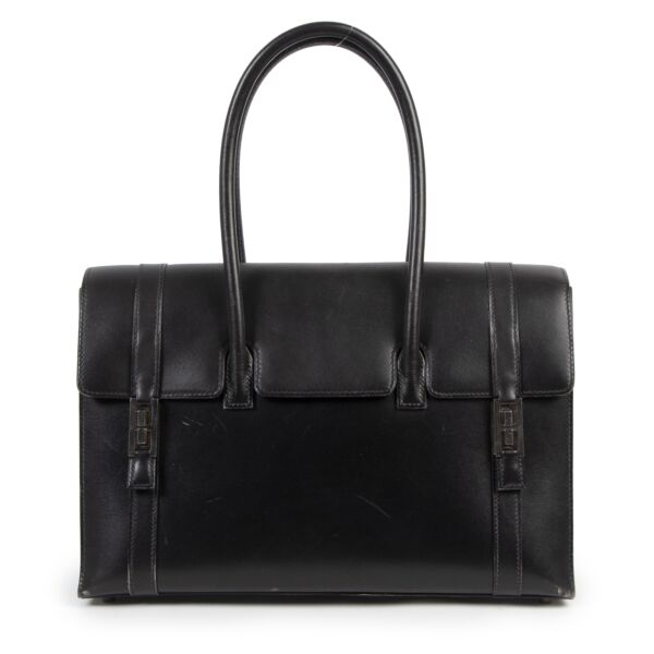 Authentieke tweedehands vintage Hermès Drag 32 Black Boxcalf Leather koop online webshop LabelLOV