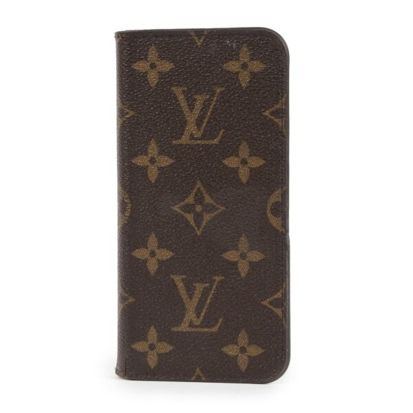 Authentieke Tweedehands  Louis Vuitton Monogram Iphone X / XS Folio Case juiste prijs veilig online shoppen luxe merken webshop winkelen Antwerpen België mode fashion