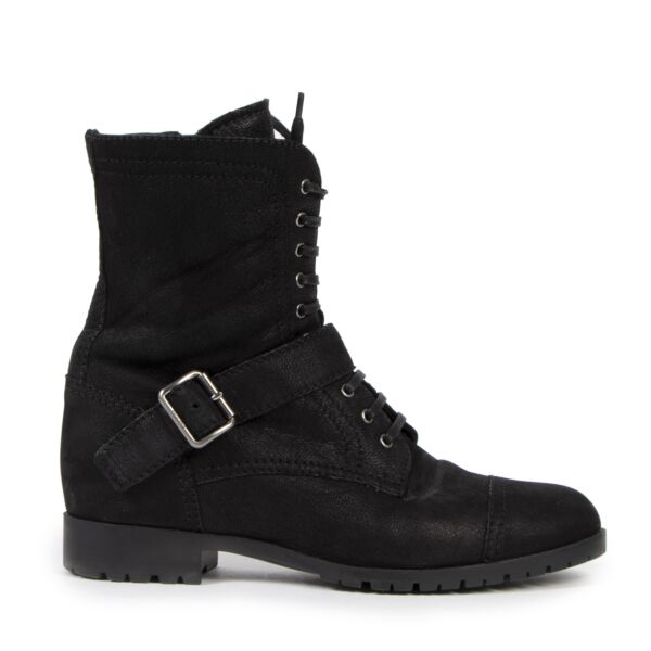 Authentieke Tweedehands Miu Miu Black Leather Boots - Size 39 juiste prijs veilig online shoppen luxe merken webshop winkelen Antwerpen België mode fashion