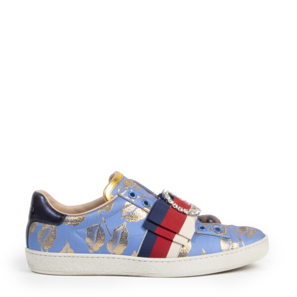 Authentic secondhand Gucci Blue Ace Lurex Jacquard Sneakers  designer bags luxury vintage webshop fashion safe secure online shopping