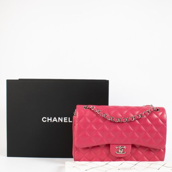 Chanel Pink Lambskin Large Classic Handbag