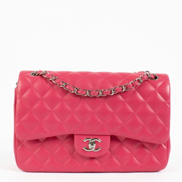 Chanel Pink Lambskin Large Classic Handbag