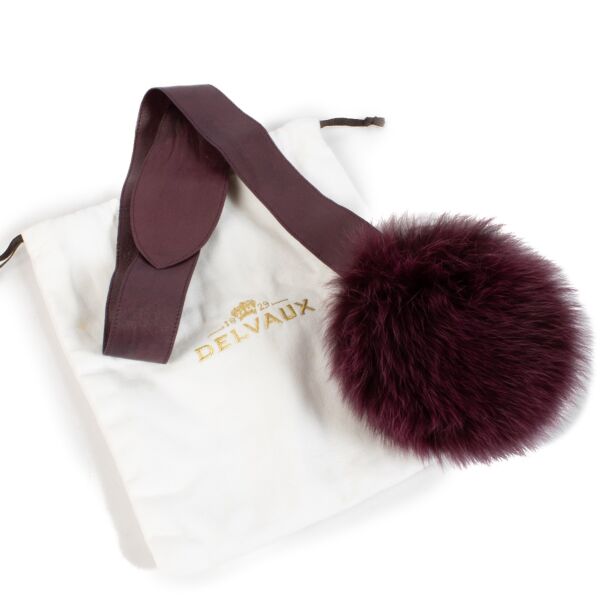 Delvaux Purple Fur Handle Ribbon