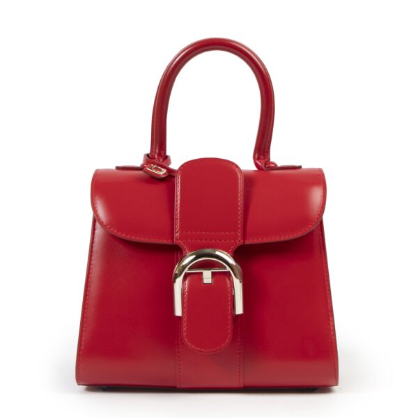 Authentic secondhand Delvaux Red Mini Brillant designer bags fashion luxury vintage webshop safe secure online shopping