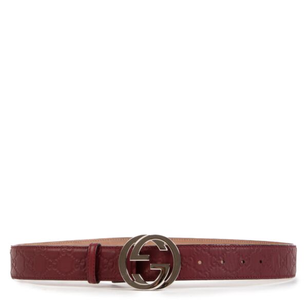Gucci Burgundy Red Monogram Belt - size 85