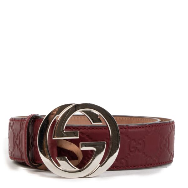 Gucci Burgundy Red Monogram Belt - size 85