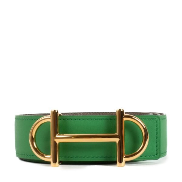 Hermès Vert Bamboo/Etoupe Swift/Epsom Gamma Belt