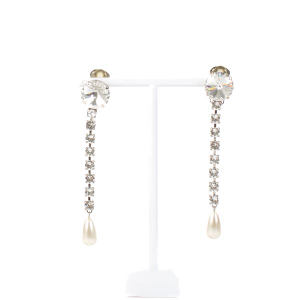 Miu Miu Crystal Pearl Drop Earrings