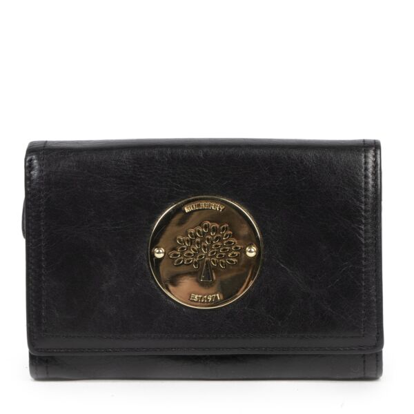 Authentic second-hand vintage Mulberry Black Daria Wallet buy online webshop LabelLOV
