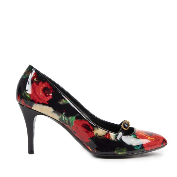 Authentieke Tweedehands Dolce & Gabbana Floral Patent Leather Pumps - Size 41 juiste prijs veilig online shoppen luxe merken webshop winkelen Antwerpen België mode fashion