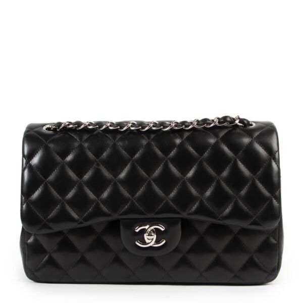 Chanel Black Jumbo Lambskin Double Classic Flap Bag