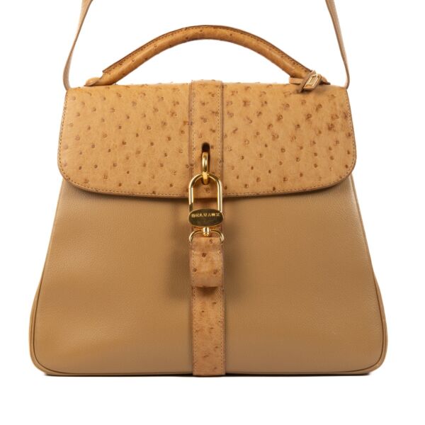 Delvaux Ostrich Sahara Gin Fizz Shoulder Bag