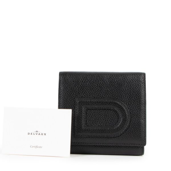 Delvaux Louise Compact Paddock Black Reglisse Leather Wallet