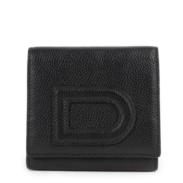 Delvaux Louise Compact Paddock Black Reglisse Leather Wallet