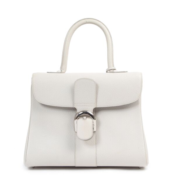 Authentieke Tweedehands Delvaux Cream White Brillant MM + Strap juiste prijs veilig online shoppen luxe merken webshop winkelen Antwerpen België mode fashion