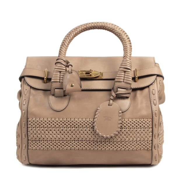Gucci Handmade Large Taupe Top Handle Bag