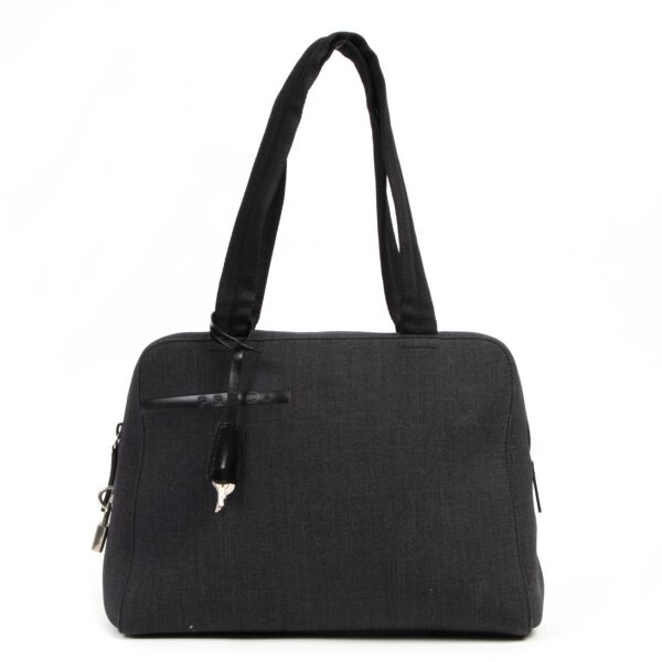 Prada Graphite Fabric Small Tote Bag available for the best price at labellov secondhand luxury