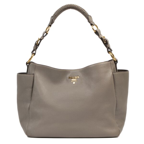 Pada Taupe Grey Hobo Bag to wear over the shoulder  available at Labellov secondhand luxury
