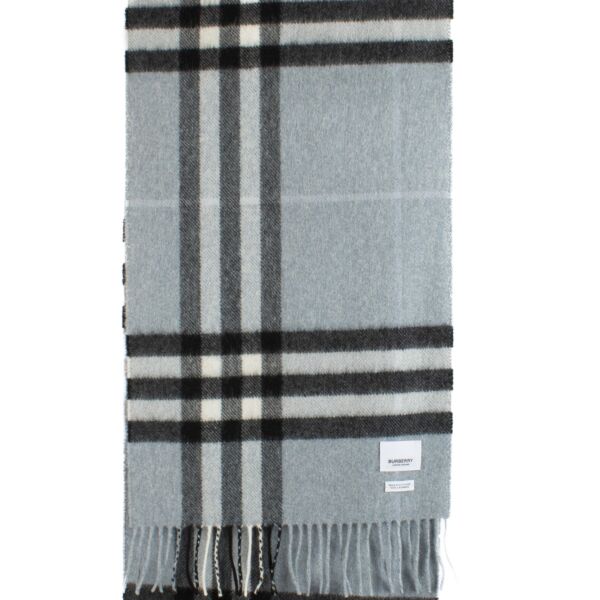 Burberry Pale Blue Check Cashmere Scarf
