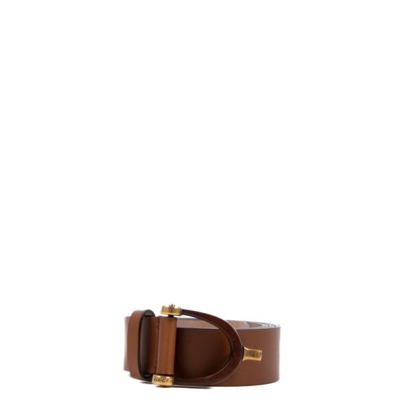 Gucci Wood Horsebit Brown Leather Belt