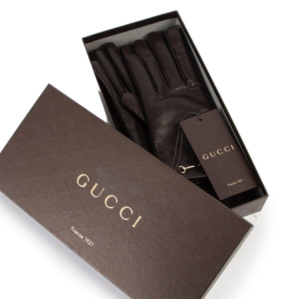 Gucci Brown Leather Horsebit Gloves