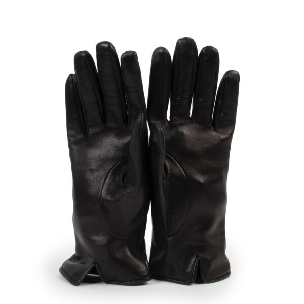 Gucci Black Leather Logo Gloves