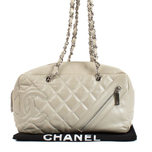 Chanel Pearl Aged Quilted Calfskin Cotton Club Bowler Bag
