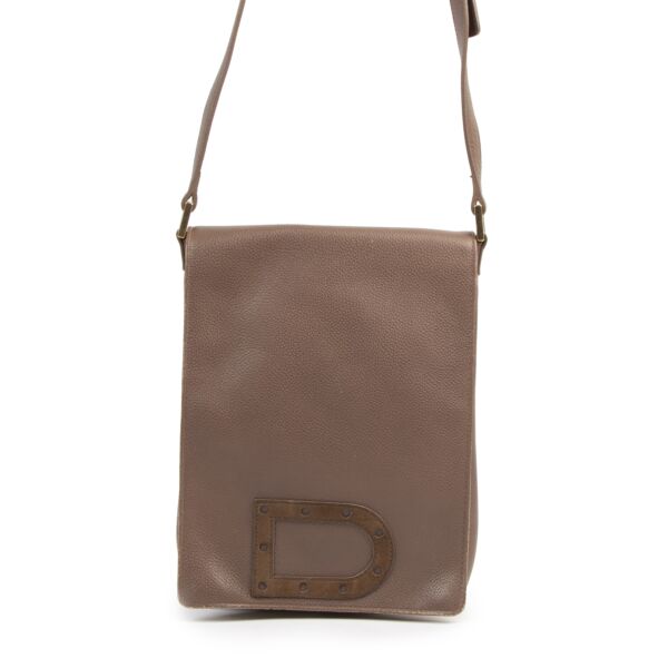 Authentieke Tweedehands Delvaux Taupe Le Louise Baudrier Crossbody Bag juiste prijs veilig online shoppen luxe merken webshop winkelen Antwerpen België mode fashion