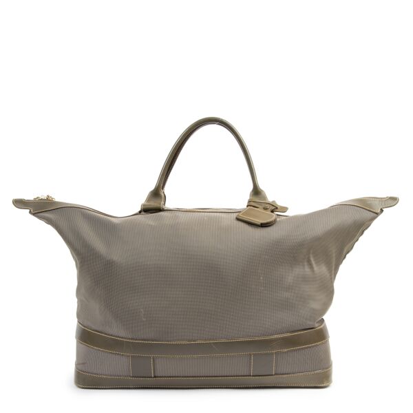 Authentieke Tweedehands Delvaux Green Leather Luggage Bag juiste prijs veilig online shoppen luxe merken webshop winkelen Antwerpen België mode fashion