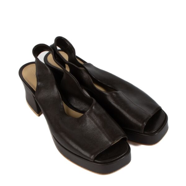 Bottega Veneta Brown Stack 60 Slingback Sandals - Size 39 1/2