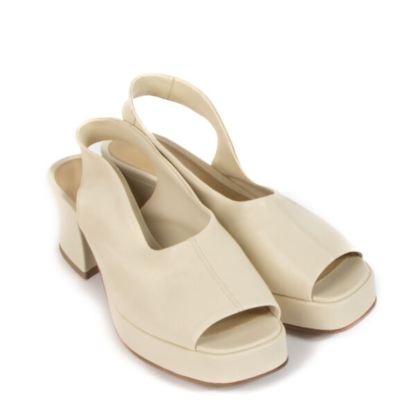 Bottega Veneta Beige Stack 60 Slingback Sandals - Size 39 1/2