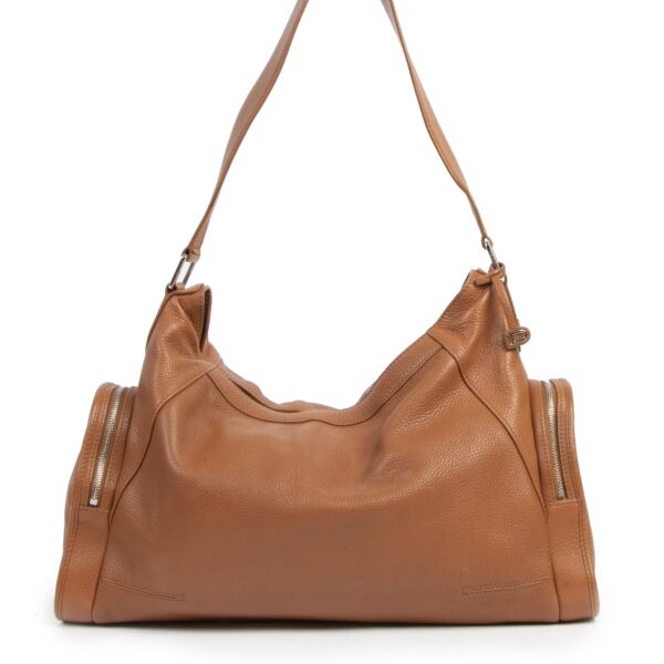 Authentic second-hand vintage Delvaux Cognac Leather Shoulder Bag buy online webshop LabelLOV