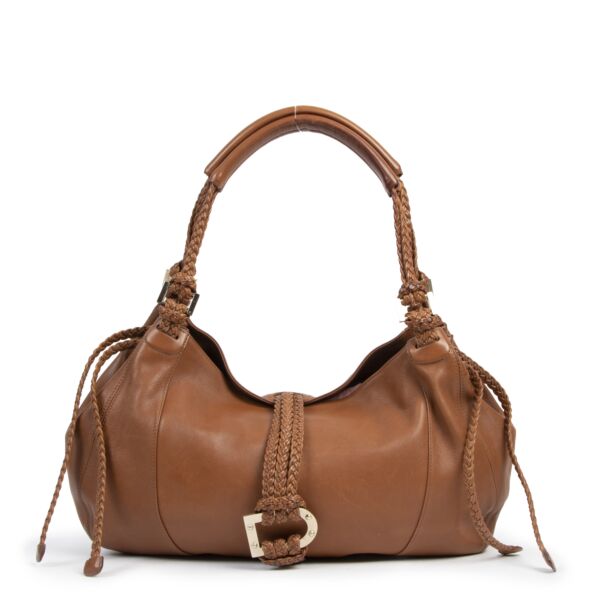 Authentic second-hand vintage Delvaux Cognac Hobo Bag buy online webshop LabelLOV