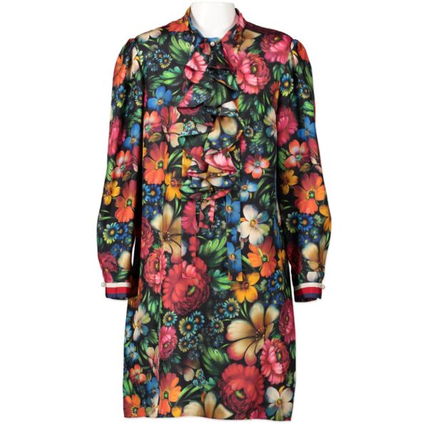 Gucci Floral Silk Shirt Dress - size IT40 - for the best price at Labellov secondhand luxury