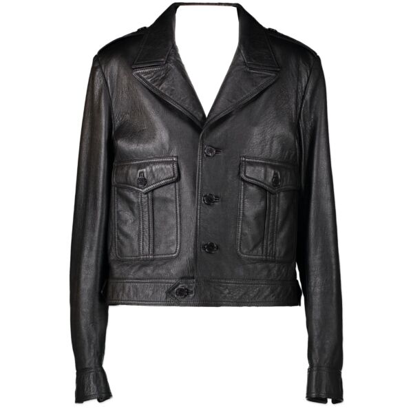 Saint Laurent Black Lamb Leather Jacket pour le meilleur prix chez Labellov à Anvers