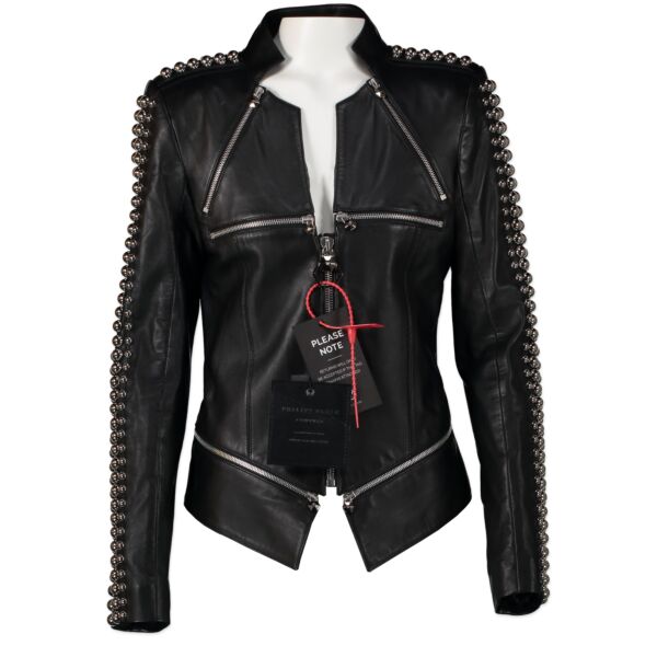 Authentic second-hand vintage Phillip Plein Leather Jacket With Studs - Size M buy online webshop LabelLOV