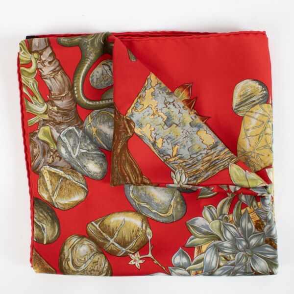 Hermès Red Secret Garden Silk 90 Scarf