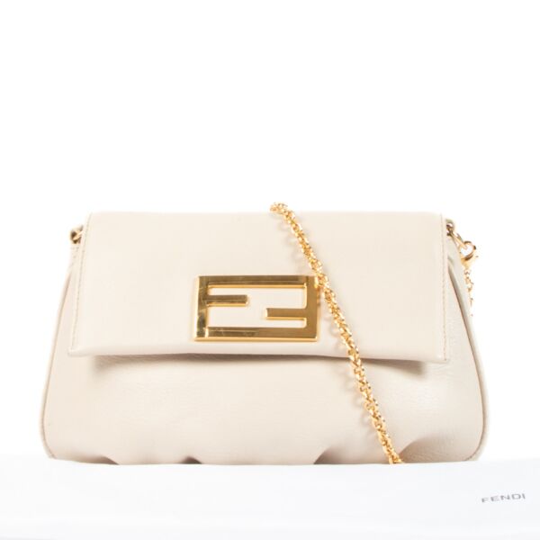 Fendi Beige Leather Fendista Crossbody