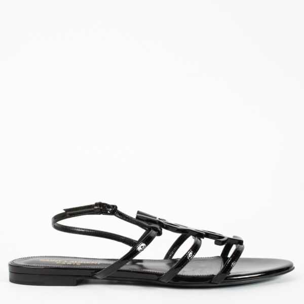Saint Laurent Black Cassandre Sandals - size 38
