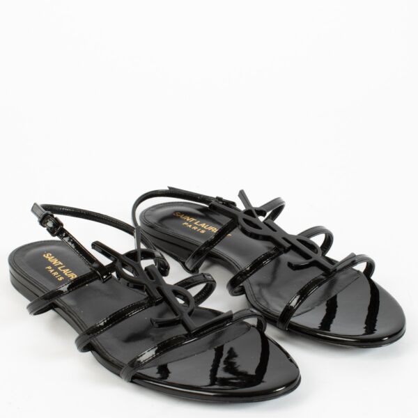 Saint Laurent Black Cassandre Sandals - size 38