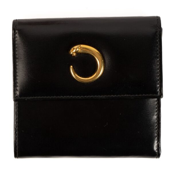 Shop 100% authentic second-hand Cartier Panthère Vintage Patent Leather Black Wallet on Labellov.com