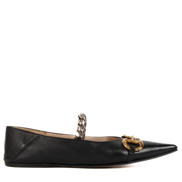 Shop 100% authentic second-hand Gucci Black Horsebit Ballet Flats - Size 37 1/2 on Labellov.com