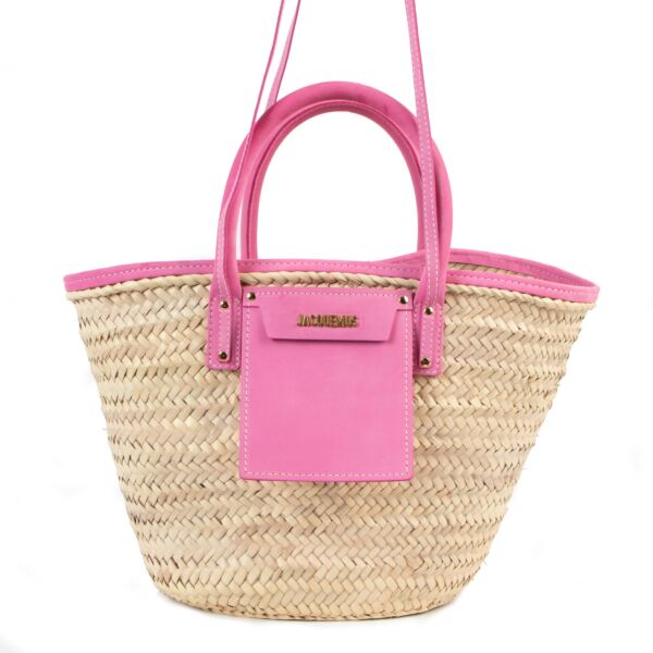 Jacquemus Pink Le Panier Soleil Straw Bag for the best price