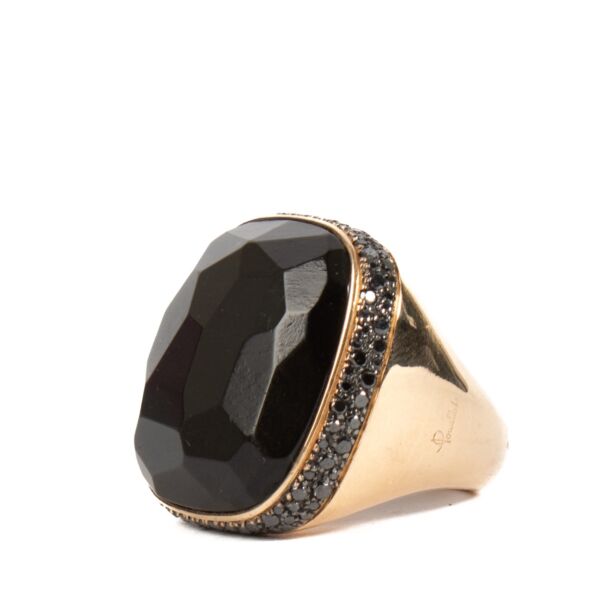 Pomellato Jet/Black Diamonds/Yellow Gold Victoria Ring - Size 54