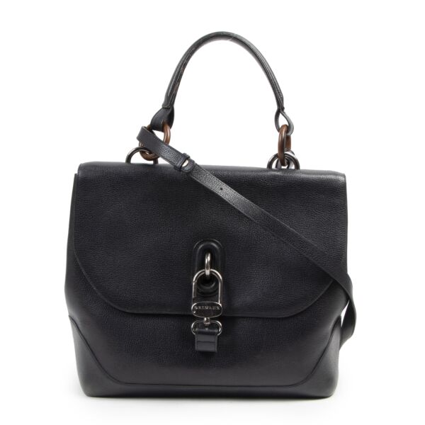 Delvaux Black Leather Top Handle Bag for the best price at Labellov