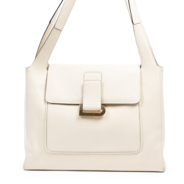  Delvaux Ecru Leather 'D' Shoulder Bag for sale online at Labellov