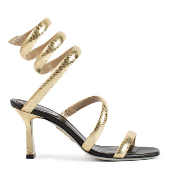 Rene Caovilla Gold Cleo Sandals - size 36